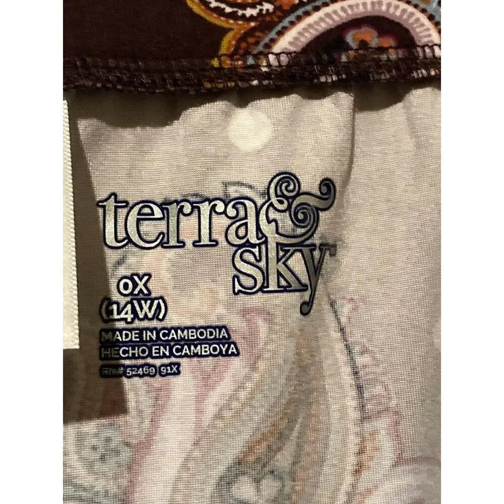 TERRA & SKY Womens Plus 0X ~ 14W Paisley Print Max Skirt Pockets Soft Material - Picture 4 of 5